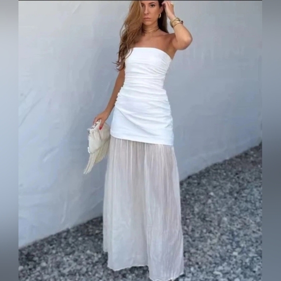 Zara Dresses & Skirts - Zara Combination Strapless Midi Dress